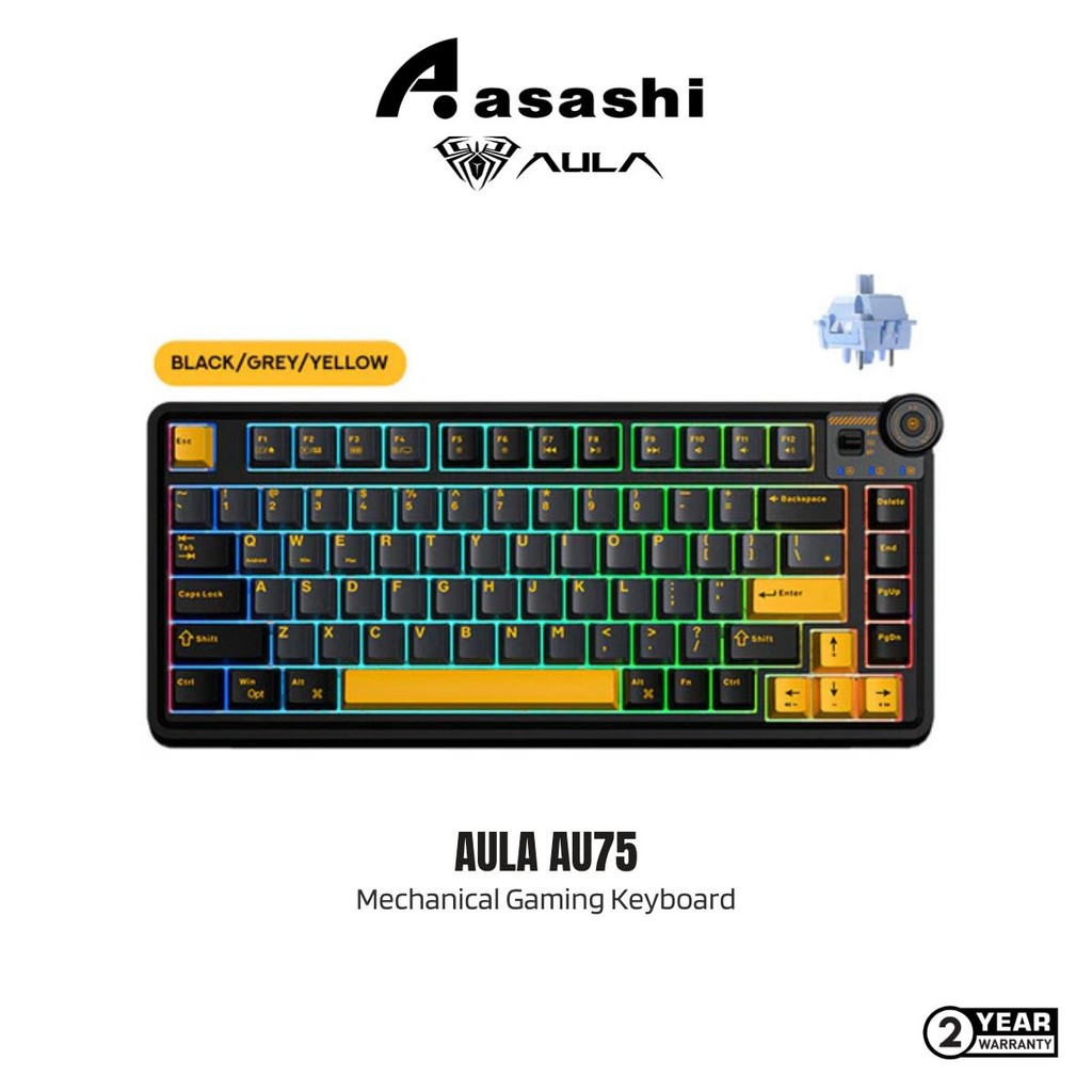AULA AU75 87 คีย์ RGB Tri-Mode Gasket Mechanical Gaming Keyboard - Star Vector Switch