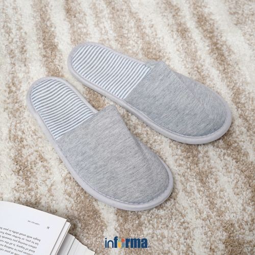 Best Quality Good Mall New Collection ROOM SANDAL SLIPPER SET STRIPES 28CM GREY