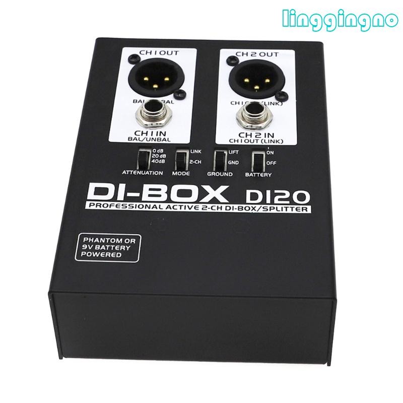 Rr Professional 2Channel DI20 Active DI Box Splitter สําหรับสตูดิโอเวทีใช้เสียงรบกวนต่ํา