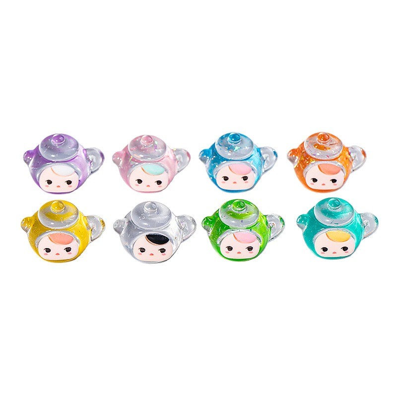 ไมโครภูมิทัศน์เรซิ่นการ์ตูนส่องสว่างใสกาต้มน้ําสร้างสรรค์ ทําเอง ครีมกาวเคสโทรศัพท์พวงกุญแจเครื่องประดับ - รูปที่ 4