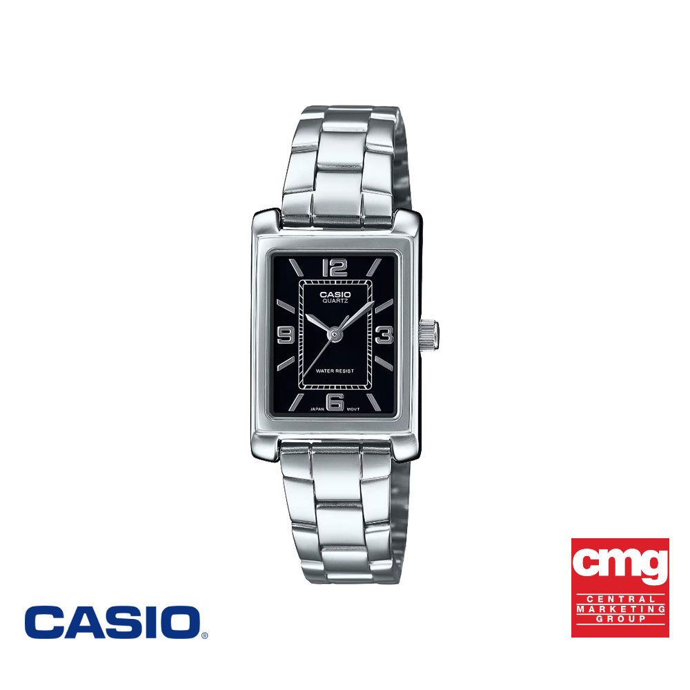 CASIO นาฬิกาข้อมือ CASIO รุ่น LTP-1234DD-1ADF สายสเตนเลสสตีล สีดำ