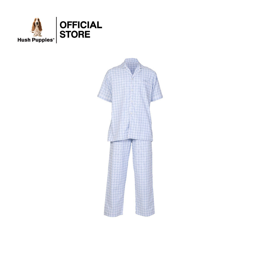 Hush puppies Underwear ชุดนอนผู้ชายแขนสั้น Sleepwear รุ่น HU H8B173 Pajama Set - สีฟ้า