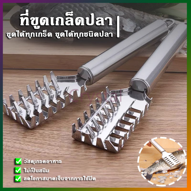 Crystal ที่ขูดเกล็ดปลา ที่ขอดเกล็ดปลา สแตนเลสไม่เกิดสนิม มีด้ามจับถนัดมือ