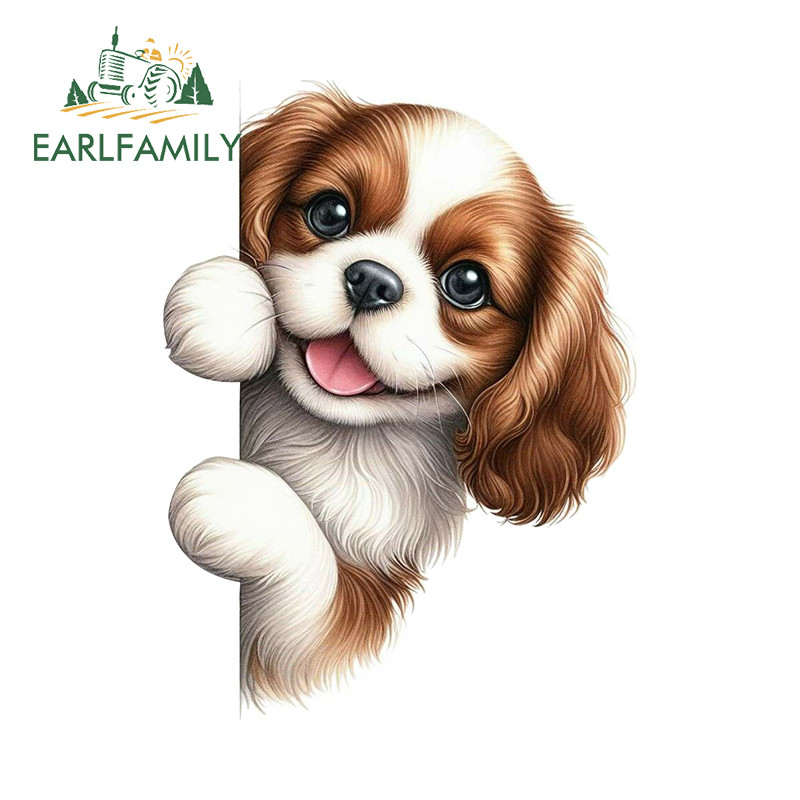 Earlfamily 13 ซม.น่ารักการ์ตูนสุนัข Peeker สติกเกอร์รถกระจกมองหลังกันชนรถจักรยานยนต์ Occlusion Scratch ไวนิล Decal แฟชั่นกันน้ําป้ายรถ