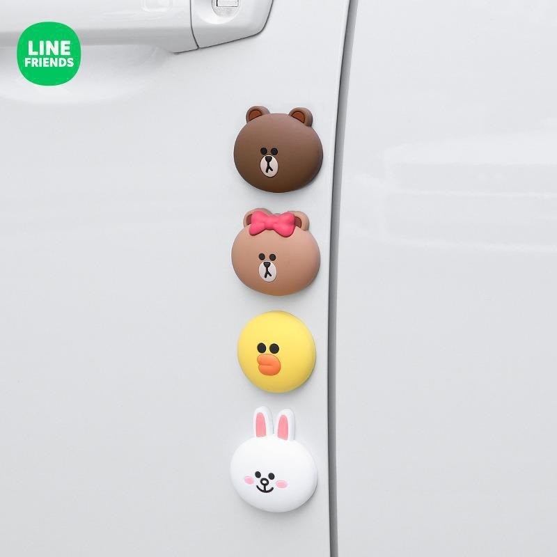 Linefriends การ์ตูนประตูรถด้านข้าง Crash Block ล้อ Hub Anti-Scratch Strip Bump Proof กระจกมองหลังอุปกรณ์ตกแต่ง