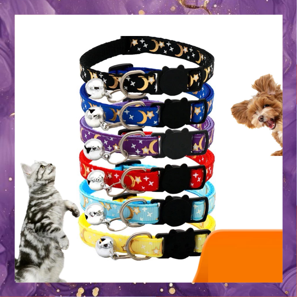 (SBA) ปลอกคอสุนัขแมว STAR MOON MOTIF Bell ปลอกคอแมวสัตว์เลี้ยง อุปกรณ์สัตว์ ST9506L3