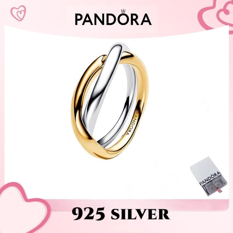 ของแท้ 100% S925sterlingsilver ใส่อุปกรณ์เสริม163262C00 แหวน Entwined Bands ทูโทน MB9I