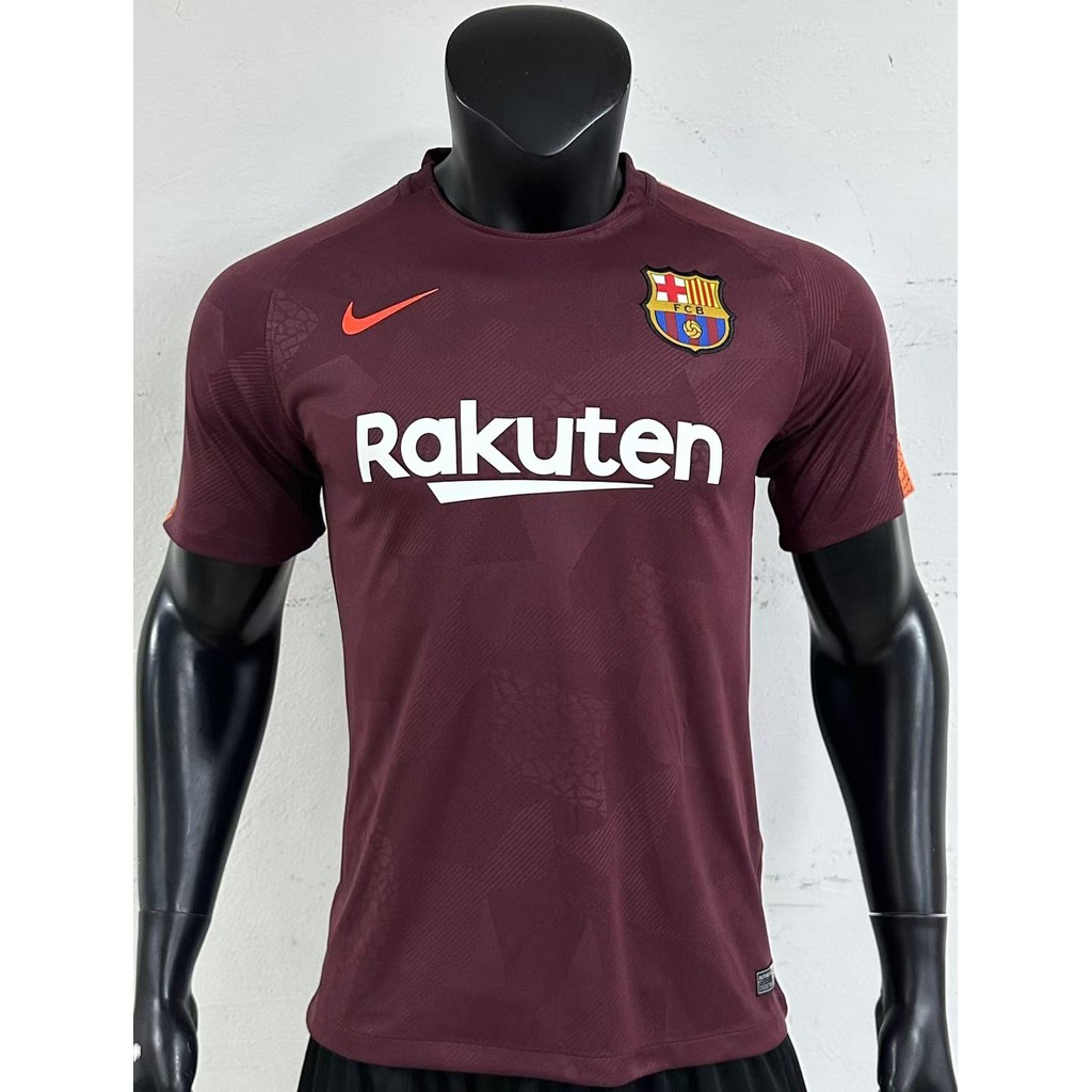 รุ่นวินเทจ 17-18 Barcelona away 2 คุณภาพสูงเสื้อฟุตบอลแขนสั้นเสื้อ S-XXL