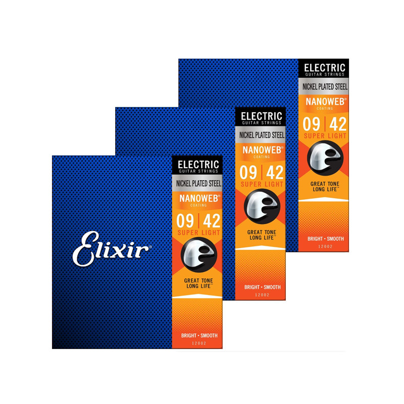 Elixir 12002 Electric Nano Super Light 9-42 ชุด 3 ตัว