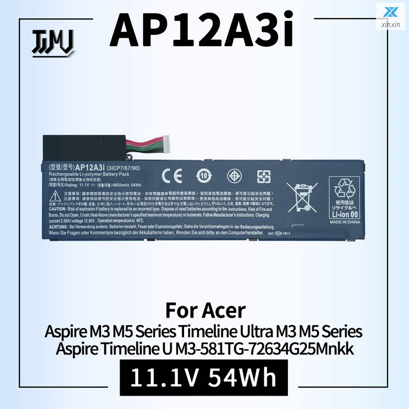 แบตเตอรี่แล็ปท็อปสำหรับ ACER Aspire Timeline M3 Series ultra U M3-581tg M5-481tg M3-481tg kt.00303.0