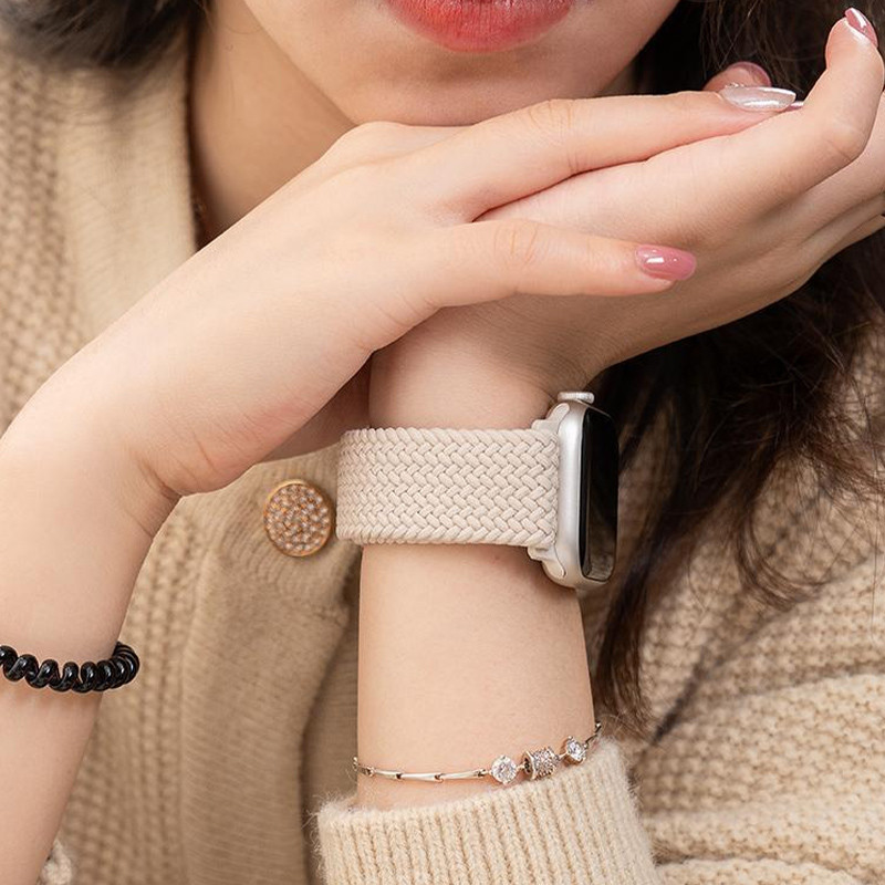สายนาฬิกา สำหรับ iwatch สายนาฬิกาทอระดับไฮเอนด์เหมาะสำหรับนาฬิกา IP สายนาฬิกาสีทึบเรียบง่าย