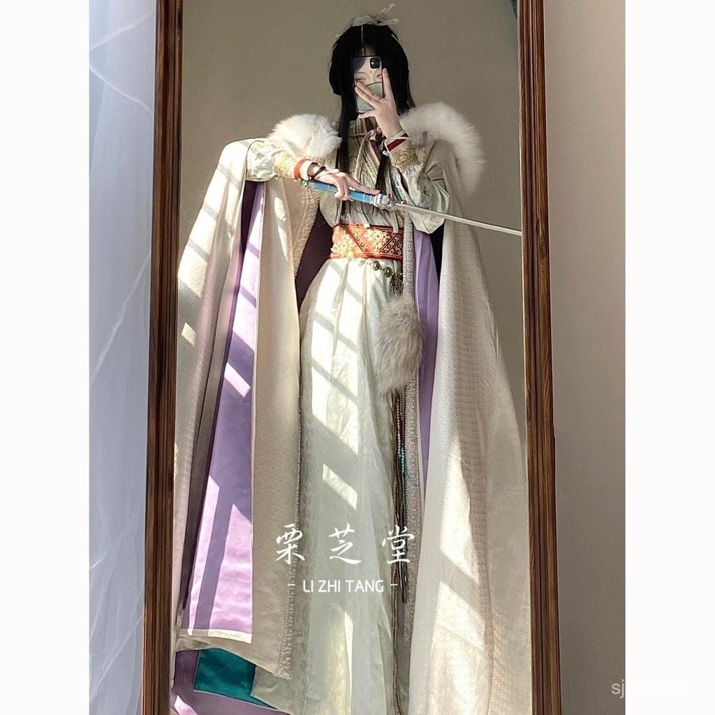 Da Wang Ji Wei Jin ชุดสูทปักสไตล์ศิลปะการต่อสู้บวกกำมะหยี่ชุดฮั่นสวมเสื้อคลุมคอปกเสื้อองค์ประกอบฮั่นชุดสำหรับฤดูใบไม้ร่วงและฤดูหนาว
