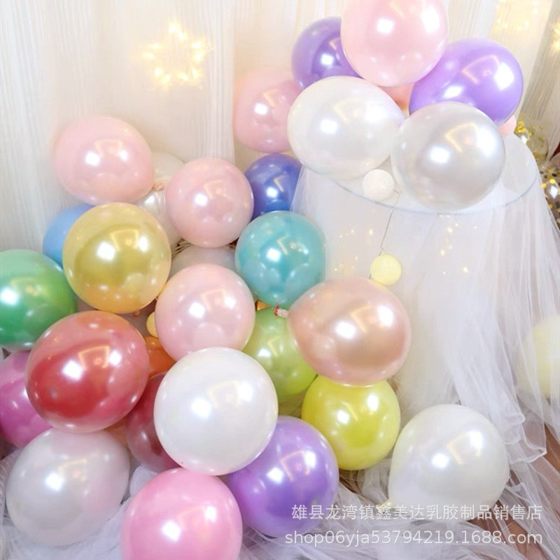 [พร้อมส่งจากไทย] ลูกโป่งมุก2ชั้น สีละมุนมาก 10 นิ้ว แพ็ค 10 ใบ