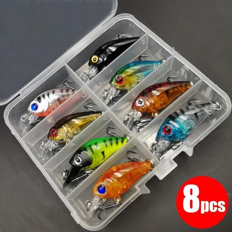ชุดเหยื่อตกปลา 8 ชิ้น Crank Minnow 4.5 ซม./3.8g ลอยน้ํา Topwater