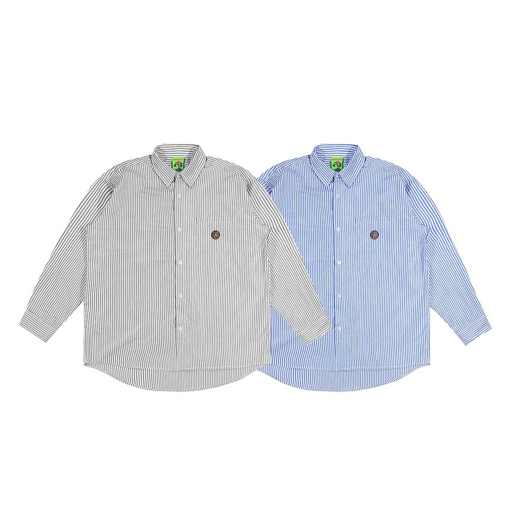 KEMEJA Shining Bright Wizzle Stripe Shirt - น้ําเงิน - เทาขาว