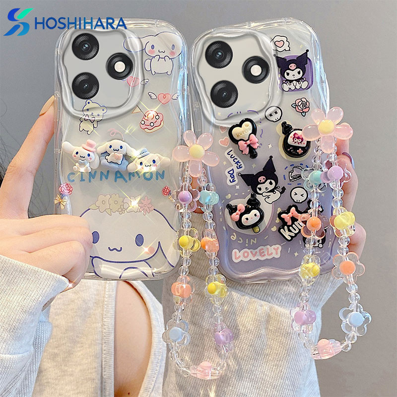 ดีไซน์ใหม่ เคส Realme C75 C75x C61 C63 C65s Note 60x 60 50 C51 C53 C55 4G เคสโทรศัพท์น่ารักการ์ตูน 3D หมีคุโรมิ ตุ๊กตาซินนามอนโรล สีครีม ซิลิโคนใส ปกอ่อน