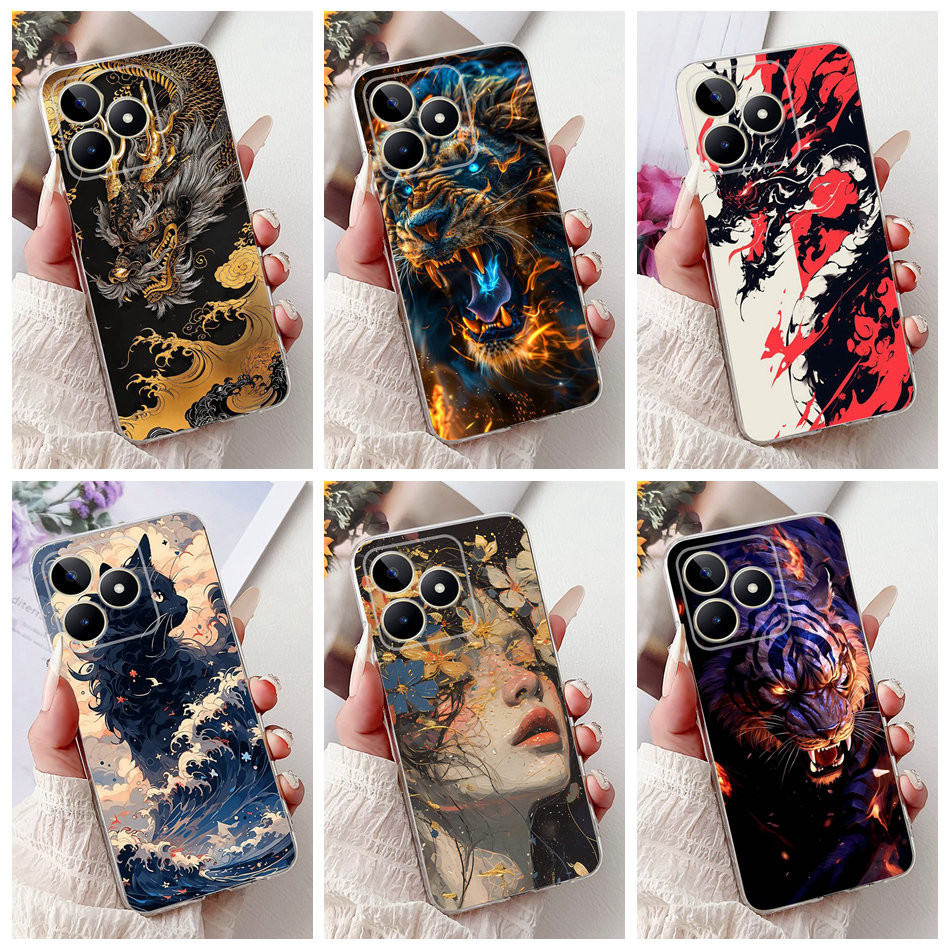 สําหรับRealmeหมายเหตุ50 RMX3834ใหม่Cool Dragonเคสโทรศัพท์Realme Note50 4Gซิลิโคนอ่อนนุ่มTPUกรณี
