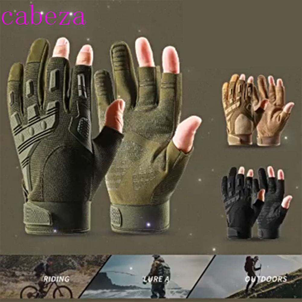 CABEZA Racing Finger Mittens,VINTAGEสามนิ้วถุงมือรถจักรยานยนต์,Retro GoatskinหนังFingerless Anti-Slipผู้ชายFingerlessถุงมือกีฬากลางแจ้ง