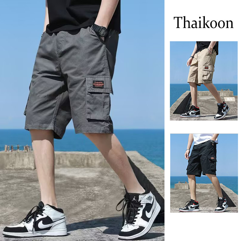 กางเกงขาสั้นคาร์โก้อรรถประโยชน์สําหรับผู้ชายกางเกงขาสั้นยาวปานกลางทรงหลวมน้ําหนักเบา