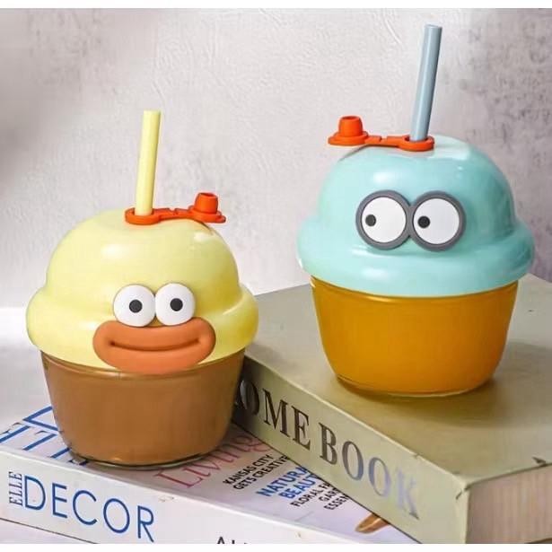 แก้วน้ําขนาดเล็กแบบพกพา น่ารักมินิมอล ใส่นม 210 ml ใส่กาแฟ มีตัวการ์ตูน 3D ฝาหมุนมีซีล หลอดซิลิโคน พร้อมส่ง - รูปที่ 6