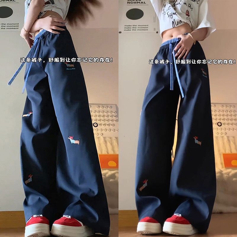 Shop ผ้าไหมน้ําแข็งกางเกงลําลองผู้ชายผู้หญิงบางสไตล์ตรงขากว้างหลวม All-Match อินเทรนด์ 2025 ใหม่กางเ