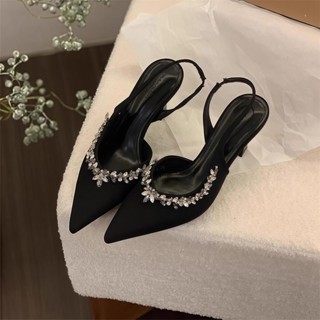 สไตล์เกาหลีแฟชั่นรองเท้าส้นสูง 3นิ้ว หัวเเหลมรองเท้าแตะผู้หญ…