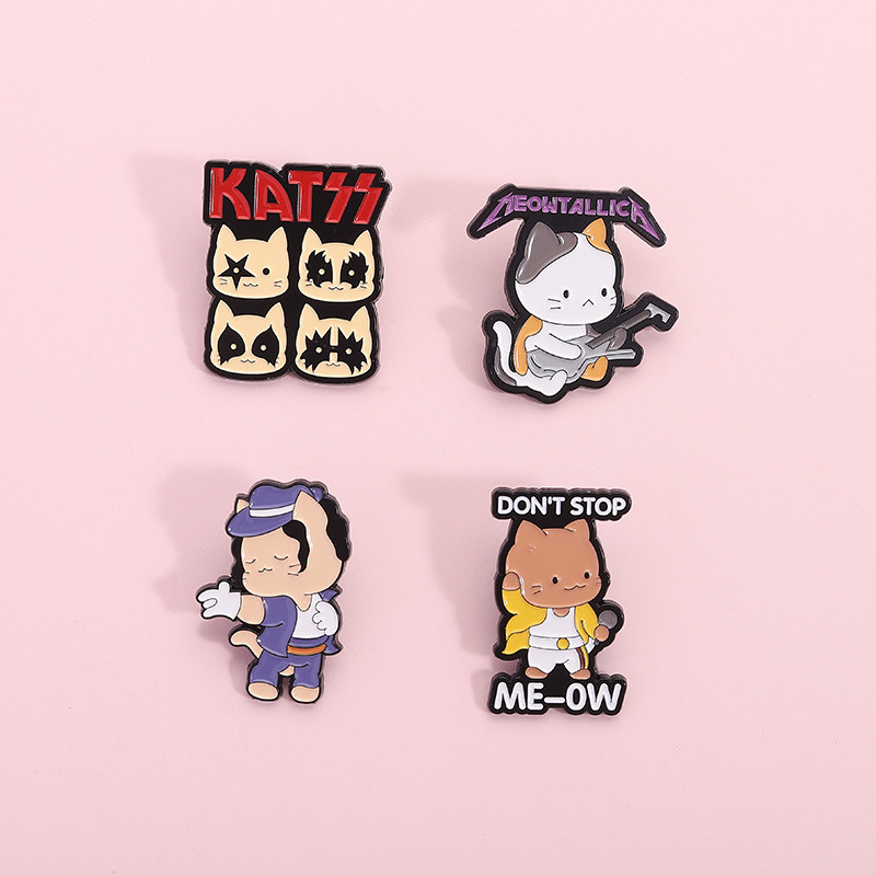 Cat Rock Band เข็มกลัดเคลือบ Mike Jackson สไตล์ Cat Pin น่ารักส่วนบุคคล Bass Music Badge กระเป๋าเป้สะพายหลังเสื้อผ้าอุปกรณ์เสริม