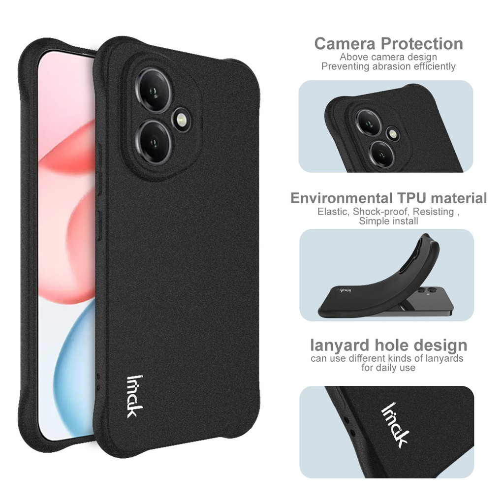 Imak for Honor 400 5G ปลอกกันกระแทก Clear Soft TPU Case ถุงลมนิรภัย Matte Black ซิลิโคนฝาหลัง