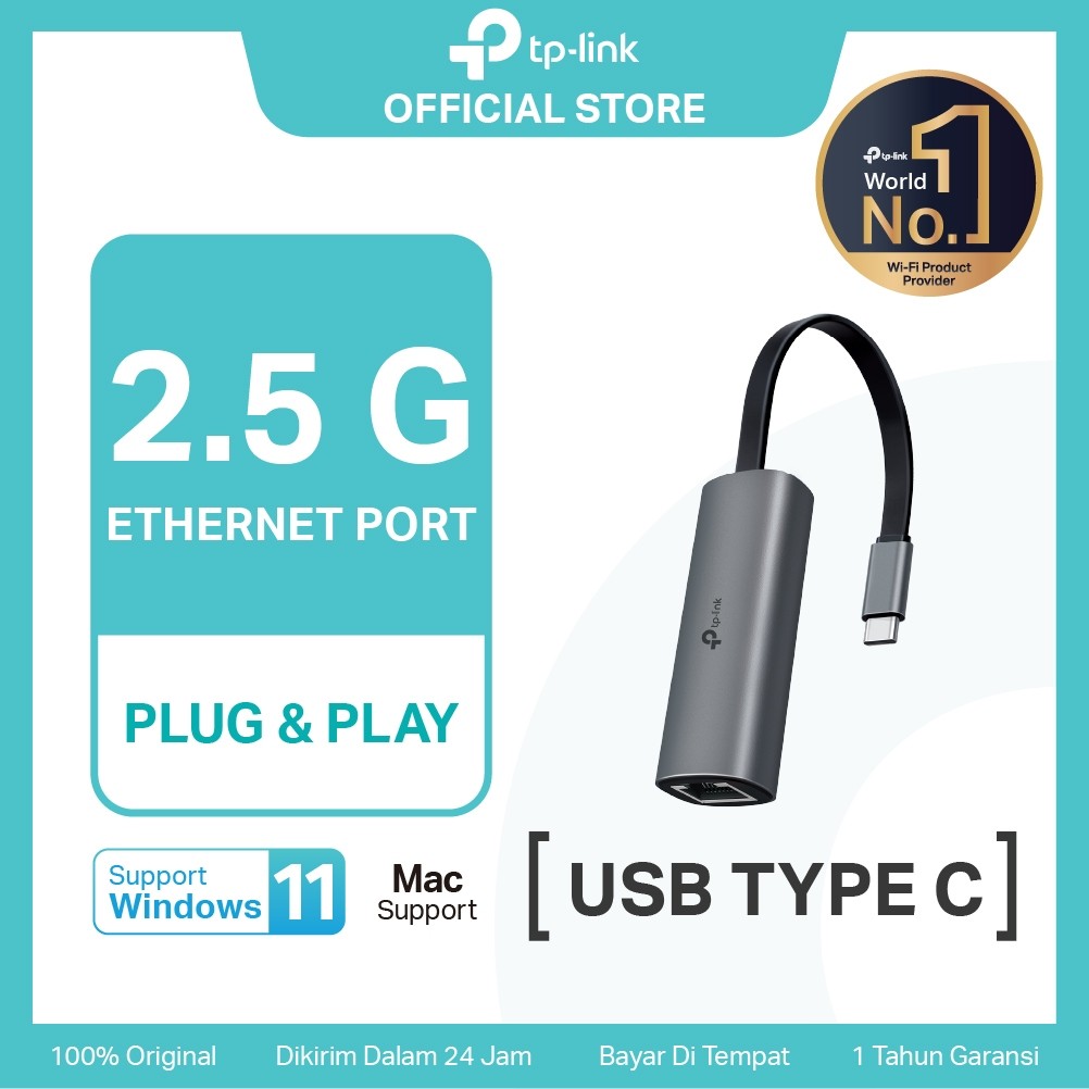 คอมพิวเตอร์ RAME TP-Link UE302C | อะแดปเตอร์เครือข่ายอีเธอร์เน็ต Gigabit USB Type-C เป็น 2.5 | อะแดป
