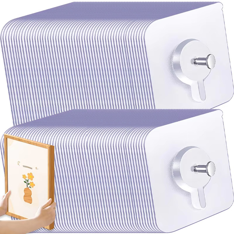 ไม่มีตะขอเจาะผนัง10ชิ้นโปร่งใสภาพแขวนแถบ,3กิโลกรัมกาวหนักสําหรับกรอบรูป/นาฬิกา,ติดผนังปลอดความเสียหายบนพื้นผิวเรียบ