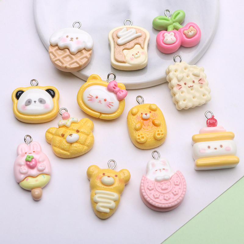 ลูกปัดเรซินลายการ์ตูนแพนด้า คุกกี้ และเค้ก – อุปกรณ์ DIY สุดน่ารักสำหรับทำต่างหู พวงกุญแจ และจี้ห่วงล็อค