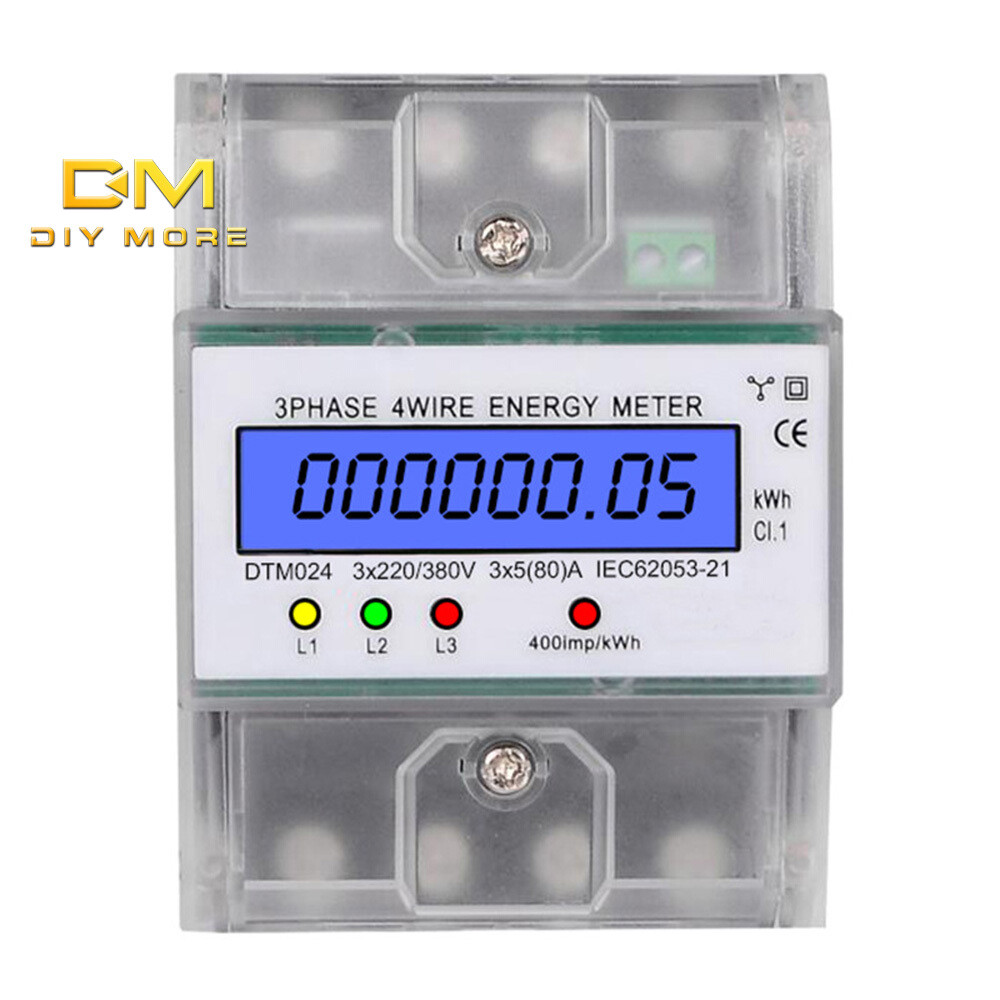 DIYMORE มิเตอร์ไฟฟ้าดิจิตอล 3 เฟส 4 สาย Kwh เครื่องวัดพลังงานอิเล็กทรอนิกส์ 3 x 5(80A) มัลติฟังก์ชั่น Usage Power Gauge