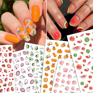 3D สติกเกอร์เล็บฤดูร้อนผลไม้เขตร้อนสีเหลืองมะนาวตัวอักษรกาว …