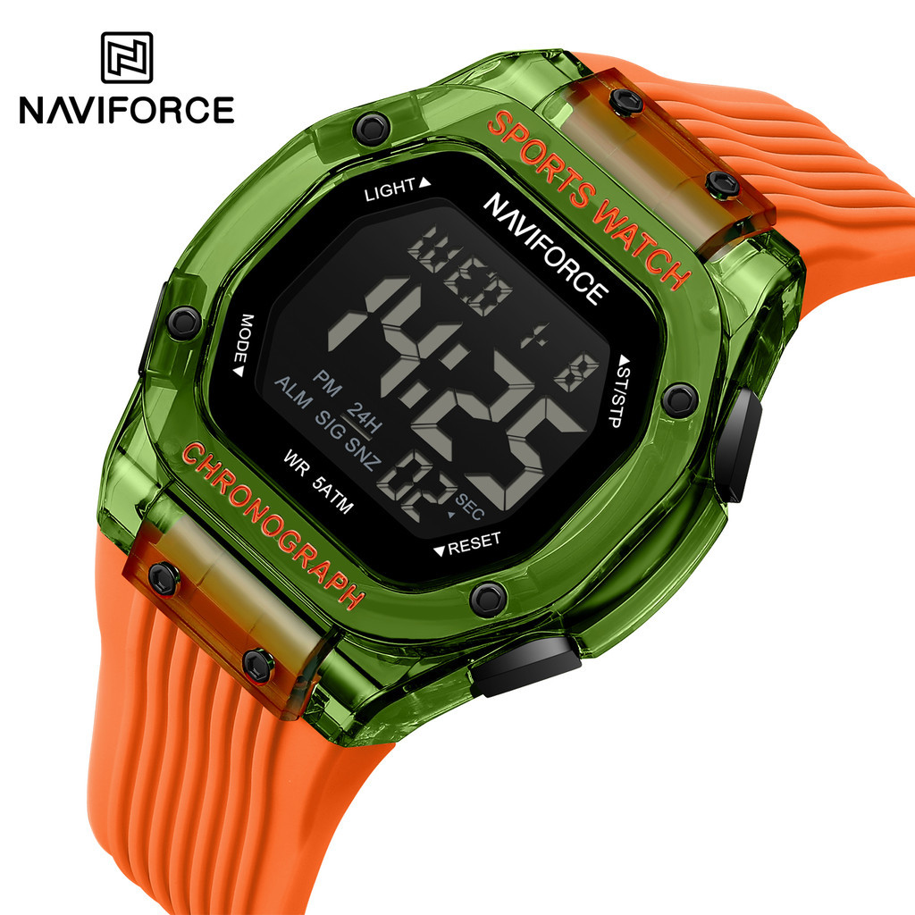 NAVIFORCE NF7113 สายรัดซิลิโคนอเนกประสงค์ไฟ LED ไฟกลางคืนหน้าจอแสดงผลนาฬิกาอิเล็กทรอนิกส์สําหรับเด็กนาฬิกากีฬา