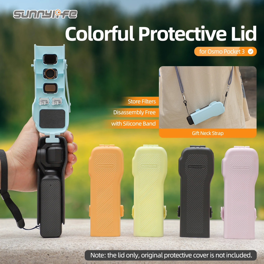 Sunnylife สีสันฝาครอบป้องกัน Gimbal กล้อง Protector Disassembly ฟรีฝาครอบป้องกันตัวกรองสําหรับ DJI Osmo Pocket 3