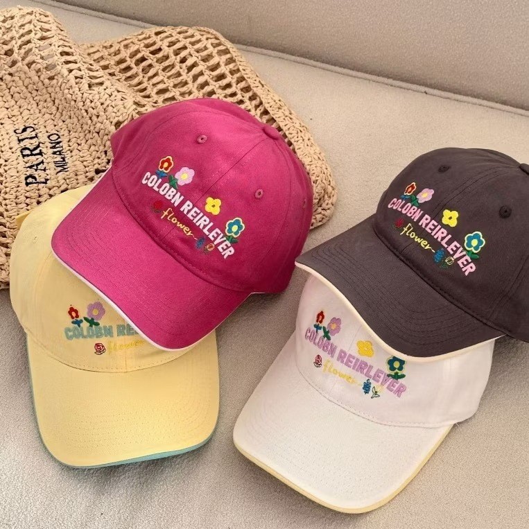หมวกเบสบอล แบบนิ่ม ปักColobn Flower มี7สี คุณภาพสู สไตล์เกาหลี - รูปที่ 2