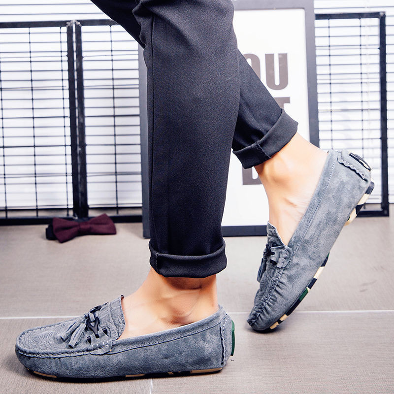 Men Shoes Collection 2025 เวอร์ชั่นเกาหลี Mermaid Crocodile Pattern Casual Peas Shoes Leather Shoes 