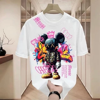 เสื้อยืดเท่ๆ เสื้อยืดคอกลม-แขนสั้น สกรีนลายสตรีทแฟชั่นสุดฮิต เสื้อยืดสรีทแฟชั่นเมกาเท่ๆ โอเวอร์ไซส์คนอ้วน เนื้อผ่านุ่ม