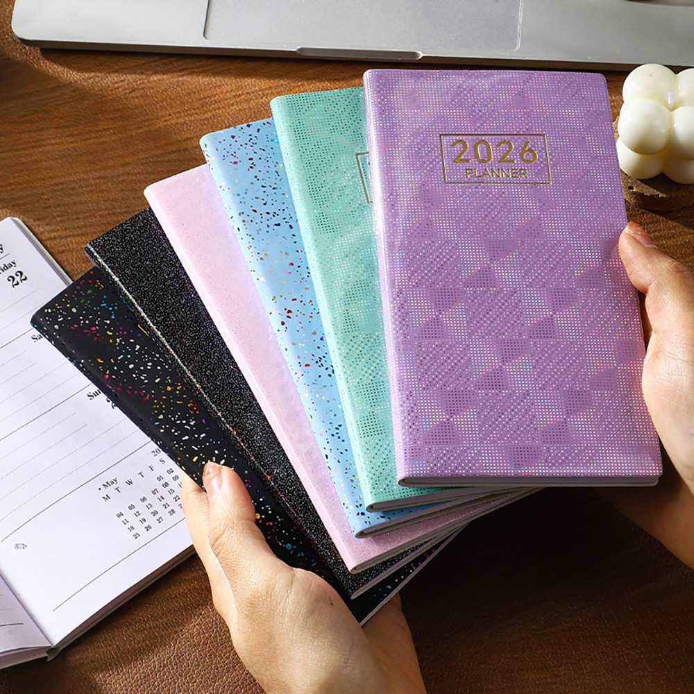2026 A6 Laser English Planner Student Notepad Daily Weekly Agenda Planner Notebooks เครื่องเขียน