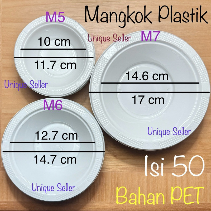 [Isi50] ชามพลาสติก M5 M6 M7 ขนาด 5 6 7 PET/ชามชามผลไม้ขนมเค้กวันเกิดขนาดเล็กขนาดกลางขนาดใหญ่ทิ้ง/ชาม