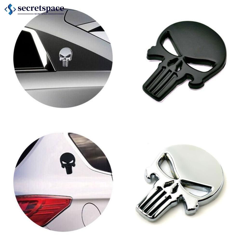 Secretspace 3D ป้ายสัญลักษณ์โลหะ Decal สติกเกอร์ Punisher Skull รถรถจักรยานยนต์สติกเกอร์กันน้ํา S7U7
