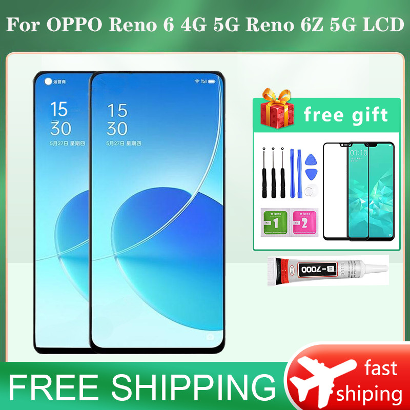 OLED OPPO Reno 6 4G 5G Reno 6Z 5G จอแสดงผล LCD เปลี่ยนหน้าจอสัมผัส