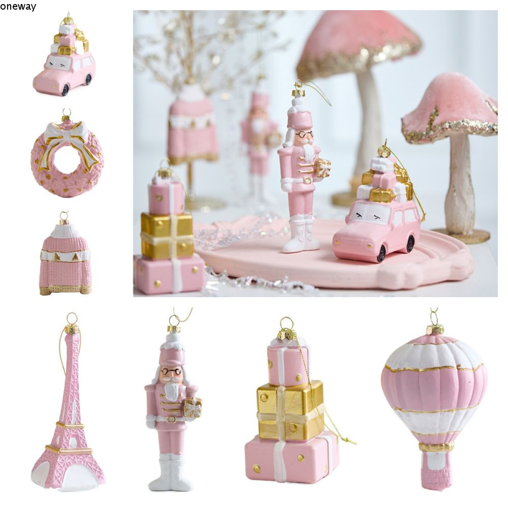Oneway คริสต์มาสแขวนตกแต่ง,สีชมพูพลาสติก Xmas เครื่องประดับ Ball, Creative พวงหรีดรถ Party Supplies Shopwindow เครื่องประดับต้นคริสต์มาสคริสต์มาส