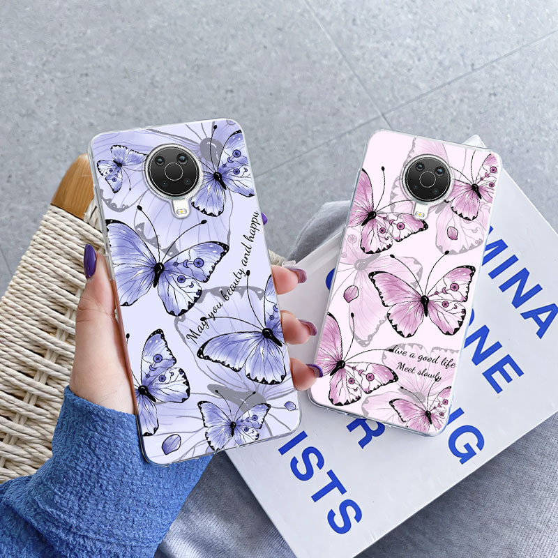 สําหรับ Nokia G10 G20 G21 G11 Nokia6.3 กรณีเคสโทรศัพท์หรูหราสําหรับ Nokia 6.3 ผีเสื้อดอกไม้ล้างซิลิโคนอ่อนนุ่มฝาครอบป้องกัน