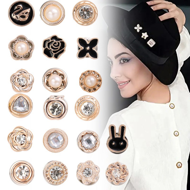 10/30/50 ชิ้น Pearl Rhinestones เข็มกลัด - ผู้หญิงป้องกันการอุบัติเหตุปุ่ม Pins - DIY อุปกรณ์ตกแต่งเสื้อผ้า