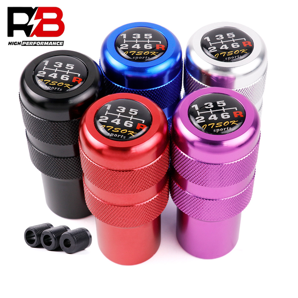 ใหม่อลูมิเนียมรถ 6 ความเร็วเกียร์ Shift Knob Shifter Lever Head พร้อมสติกเกอร์เกียร์ 2 ชิ้นอุปกรณ์เสริมในรถยนต์