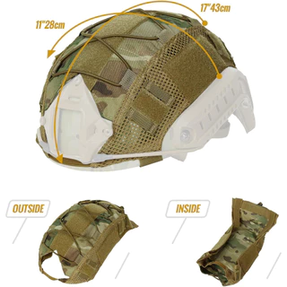 Booiu FAST หมวกกันน็อคยุทธวิธีกลางแจ้งการล่าสัตว์ Airsoft หมวกกันน็อคผ้า Camo หมวกกันน็อคอุปกรณ์เสริม