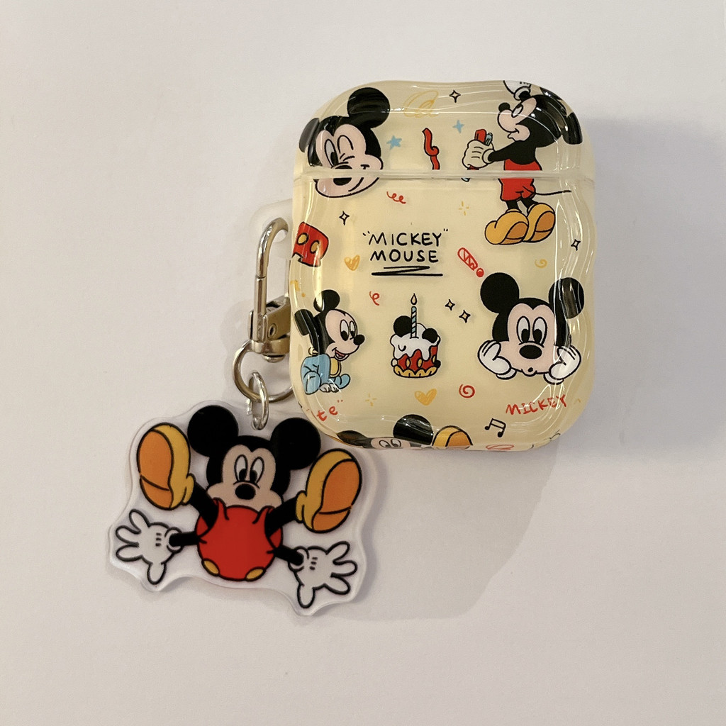 ซูเปอร์ดิสนีย์น่ารักการ์ตูนมิกกี้เมาส์, เคสหูฟังแบบหล่นพลาสติกสําหรับ แอร์พอด 4, 1, 2, 3, มือโปร, มือโปร2