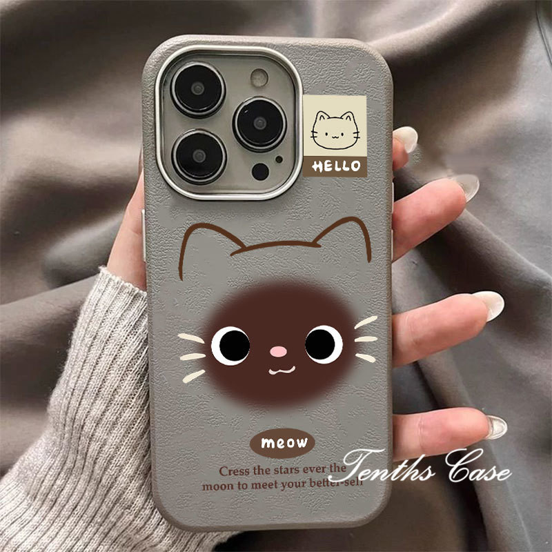 สําหรับoppo A3X A60 A79 A38 A18 A95 A94 A93 A92 A78 A76 A17 A16 A15 A31 A53 2020 น่ารักCattyธรรมดารูปแบบหนังชุบเลนส์กรอบเคสโทรศัพท์ปกอ่อน - รูปที่ 5