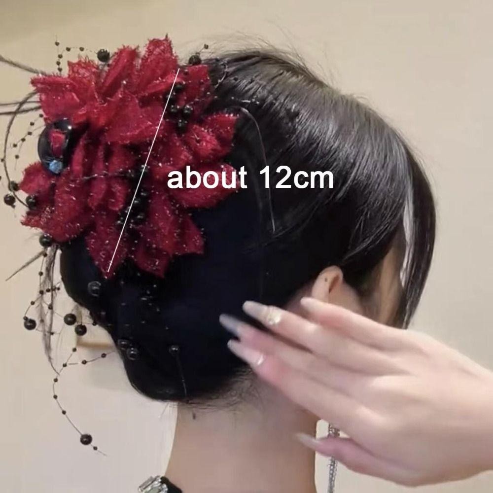 Cossy Hair Claw, Peony ดอกไม้เลื่อมโลภคลิป, พู่หรูหราพลาสติก Bow Hairgrips ผู้หญิง - รูปที่ 2